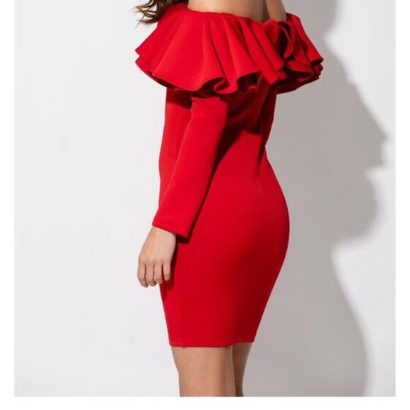 no brand Dresses & Skirts - 0091 NEW Red Holiday Ruffle Long Sleeve Red Dress